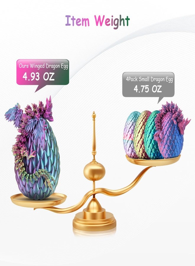 Dxldfks 3D Printed Dragon with Egg, Articulated Crystal 9" Winged Dragons and 5.5" Eggs for Easter Basket Stuffers Home Office Decoration Gift, PurpleYellowBlue - Image 3